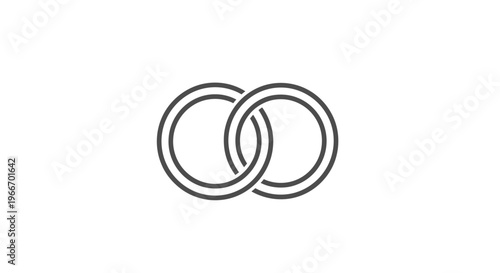Interlocked Wedding Rings, Symbol of Marriage and Commitment on Isolated White Background