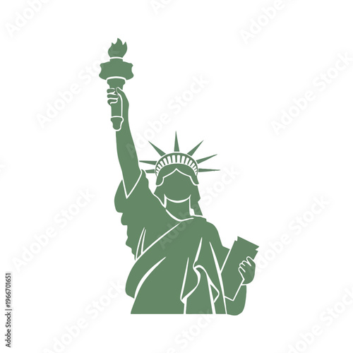 Majestic illustration of the iconic torch-bearing monument, a powerful symbol representing freedom, independence, and democratic values, ideal for patriotic and historical designs