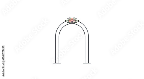 Elegant Wedding Arch with Pink Flowers on Isolated White Background