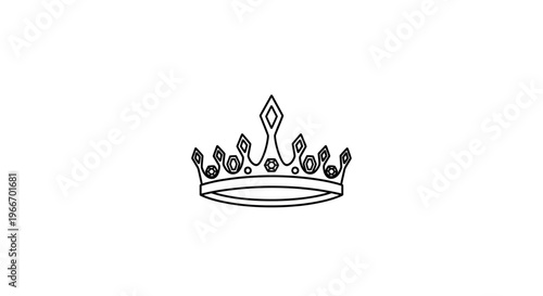 Elegant Outline Royal Crown on Isolated White Background