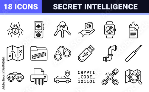 Cybersecurity and Espionage Surveillance Minimalist Monoline Geometric Line Art for Digital Protection and Private Investigation Interface