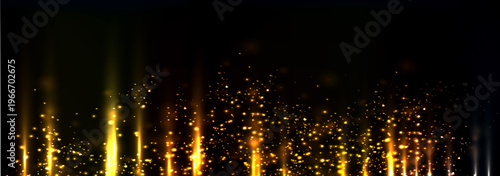Foto Luxury Golden Light Particles Background with Sparkling Bokeh for Banner Design