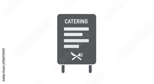 Catering Service Menu Board with Fork and Knife Icon, isolated white background