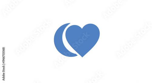 Two Overlapping Blue Hearts Icon Representing Love, Connection, and Relationship on Isolated White Background