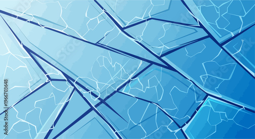 Abstract background with sharp, angular cracks resembling shattered ice or broken glass in varying shades of blue.