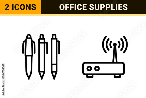 Administrative Business Management and Office Stationery Minimalist Monoline Outline Icon Set for Workflow Optimization and Corporate Design