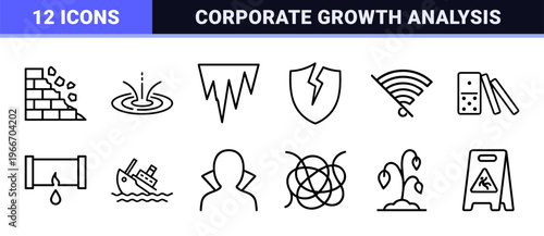 Corporate Strategy Planning and SWOT Analysis Minimalist Monoline Geometric Line Art for Professional Risk Assessment Presentations