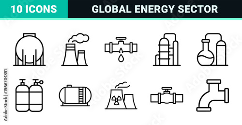 Heavy Industry and Petrochemical Plant Infrastructure Minimalist Monoline Geometric Line Art for Commercial Energy Engineering