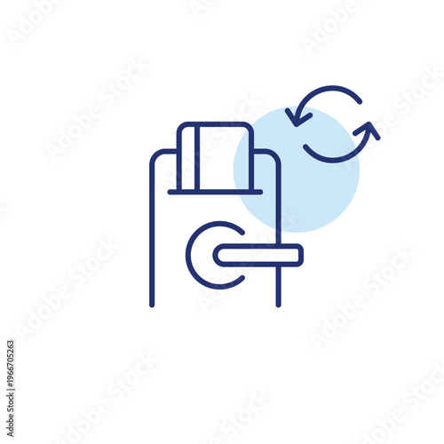 Digital door lock and renew arrows. Security update, access renewal. Pixel perfect, editable stroke vector icon