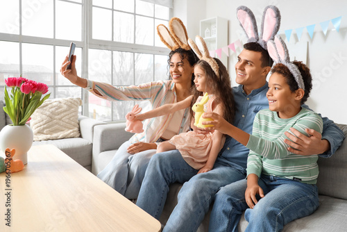 Happy family in bunny ears ...