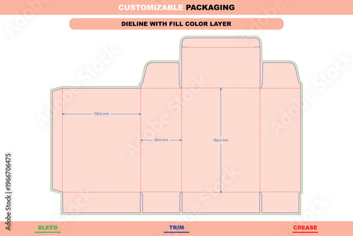 Back open tuck end box packaging dieline printable template customizable professional carton product pack layout editable structural die line sustainable precise folding carton design
