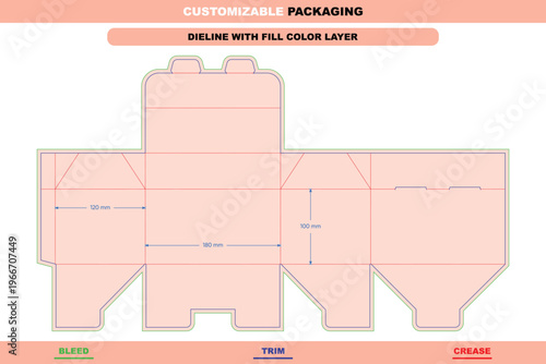 Roof style tuck end box packaging dieline template snap lock bottom for gifts customizable professional carton editable printable die line sustainable precise folding pack design