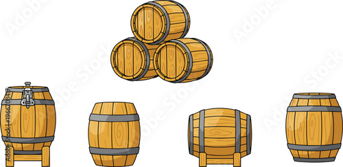 Office equipment and logistics set with pallet jack printer and cardboard boxes flat vector