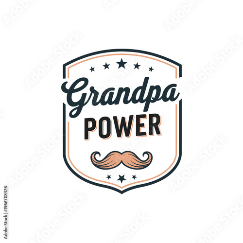 Grandpa power shield emblem with vector design