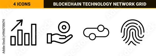 Cryptocurrency and Digital Finance Minimalist Monoline Geometric Line Art for Modern Fintech Web Interface and Mobile App Dashboards