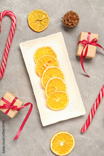 Plate of dried orange slice...