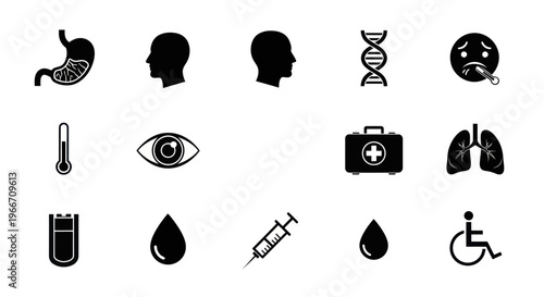 Medical Health Icons Set - Healthcare and Science Symbols Collection