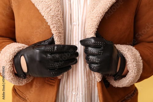 Woman in warm jacket and bl...