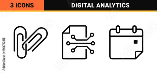 Data Analytics and Business Intelligence Information Graphics in Minimalist Monoline Style for Professional Dashboard Interface Design