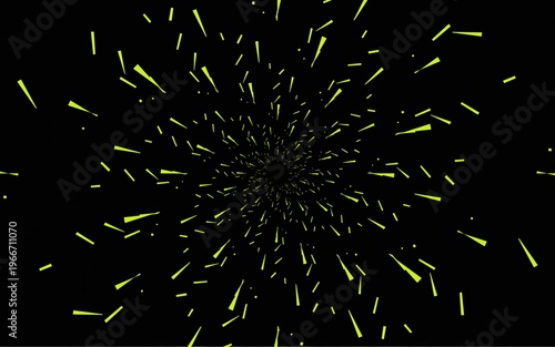 Abstract background with lime green geometric shapes radiating from the center on a black background