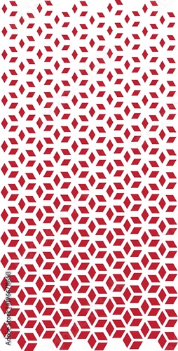 Seamless geometric pattern with red rhombus shapes, abstract background with diamond elements