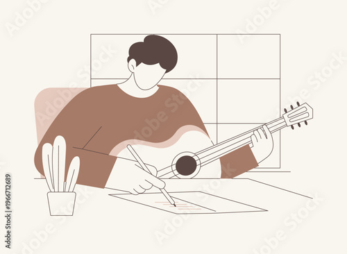 Acoustic guitar isolated cartoon vector illustrations.