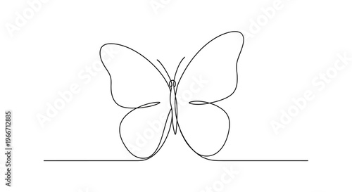 Minimalist Butterfly Single Line Drawing - Elegant Insect Art