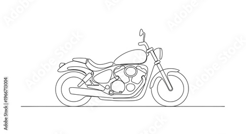 Classic Motorcycle Line Art Illustration