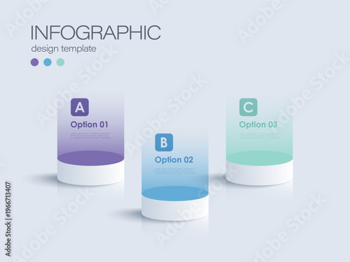 3D template for designing vector infographic labels with 3 parameters or steps. Isometric layout for process diagrams, presentations, workflow layouts and flow charts.