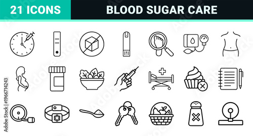 Diabetes Management and Metabolic Health Minimalist Monoline Geometric Line Art for Medical Software and Healthcare Applications