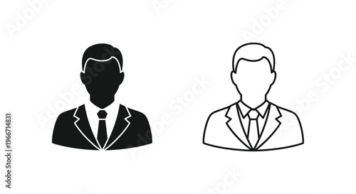 black and white line icons of two businessmen Vector