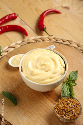 Creamy mayonnaise sauce in ...