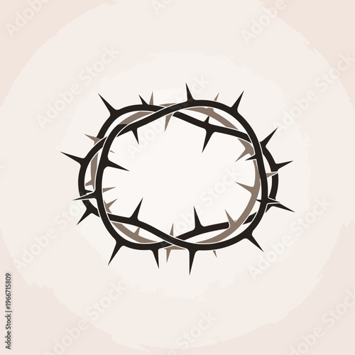 Stylized illustration of a crown of thorns, a powerful religious symbol of sacrifice and suffering, on a light, textured background.
