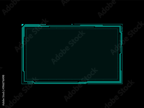 Futuristic Sci-fi HUD border frame with 16:9 aspect ratio for video overlay and digital interface design.