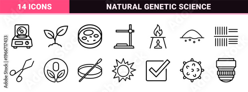 Minimalist Monoline Geometric Line Art for Non-GMO Biotech Research and Organic Food Science Laboratory Testing and Natural Bioengineering