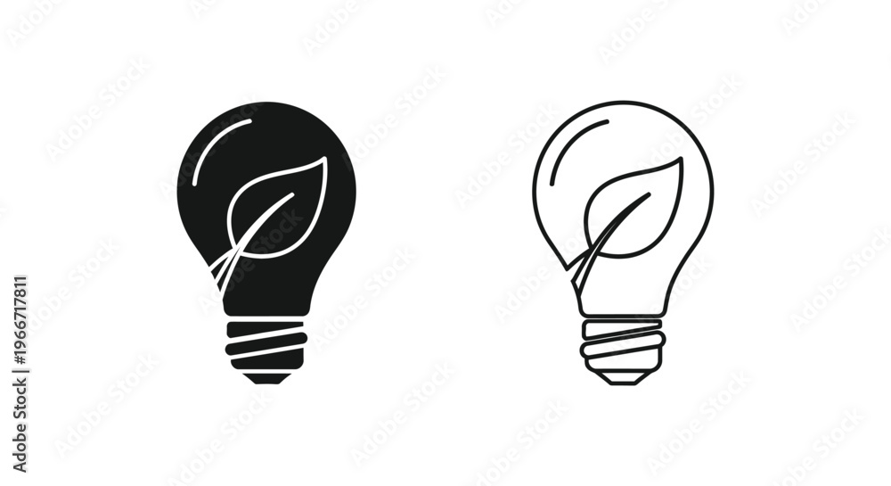 Naklejka premium eco friendly light bulbs with leaf design Vector