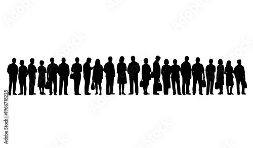 People standing in line silhouette queue waiting crowd vector illustratio