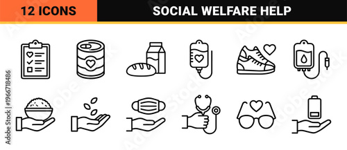 Humanitarian Aid and Charity Giving Minimalist Monoline Geometric Line Art for Community Support and Global Welfare Philanthropy