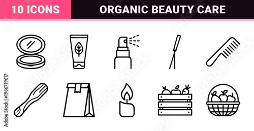 Sustainable Beauty and Eco Lifestyle Line Art: Minimalist Monoline Symbols for Organic Cosmetics and Green Energy Branding.