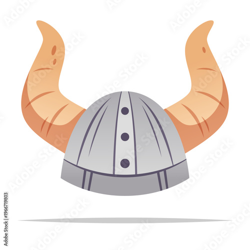 Viking helmet with big horns vector isolated illustration