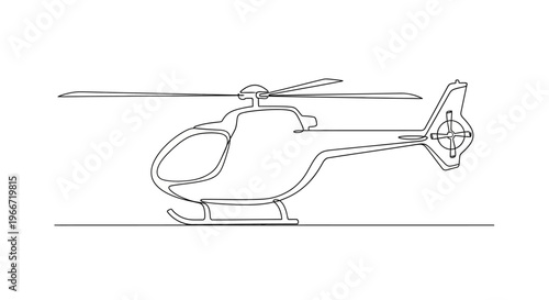 Minimalist Helicopter Line Art: Single Line Drawing of a Modern Aircraft
