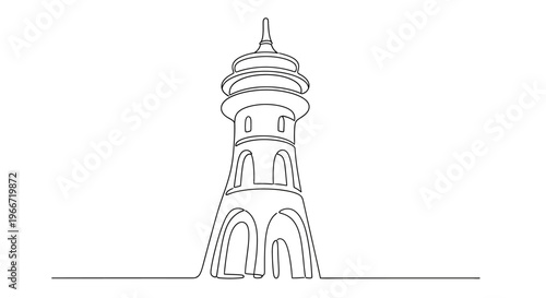 Minimalist Lighthouse Line Drawing, Single Line Art, Coastal Landmark Illustration