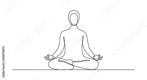 Minimalist Line Art Meditation Pose: Person in Lotus Position, Zen Mindfulness