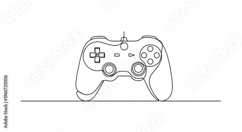 Minimalist Line Art Game Controller Icon, Single Line Drawing, Vector Graphic