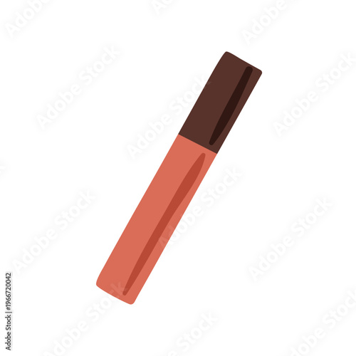 Lip gloss, liquid lipstick in package. Lipgloss, beauty cosmetic product for makeup, visage. Decorative make-up cosmetics in pack. Flat vector illustration isolated on white background