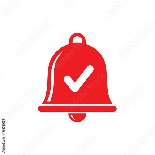 Bright red notification bell graphic features a prominent white checkmark inside a circle signifying alerts activated successfully.