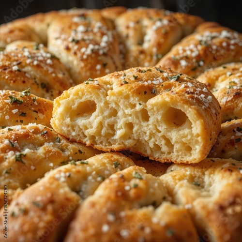 Golden Brown Baked Bread with Fresh Herbs and Seasoning, Perfect for Any Meal