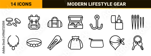 Personal Fashion Accessories and Travel Essentials Monoline Geometric Outline Style High-End Minimalist Commercial Design for Retail and Web