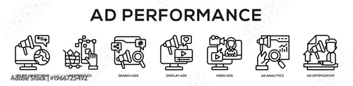 Ad Performance web banner icon illustration concept