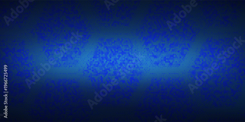 Blue glowing hexagon texture. Abstract neon hexagonal grid wallpaper. Navy honeycomb pattern backdrop. Vector modern technology, business, science, healthcare, medicine, presentation design background
